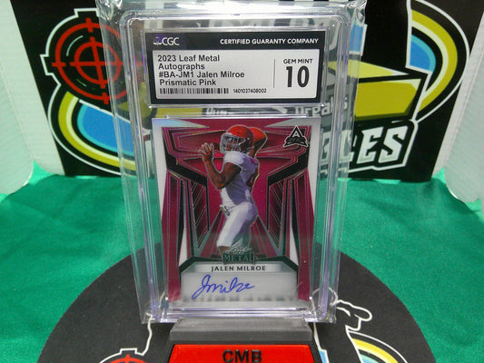 2023 Leaf Metal Autographs #BA-JM1 Jalen Milroe 1/5 Prismatic Pink CGC 10/10