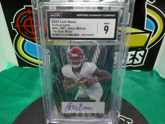 2023 Leaf Metal Autographs #BA-JM1 Jalen Milroe 3/4 Tie-Dye Mojo CGC 9/10