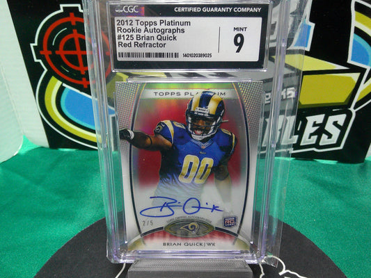 2012 Topps Platinum Rookie Autos #125 Brian Quick Red Refractor 2/5 CGC 9/10