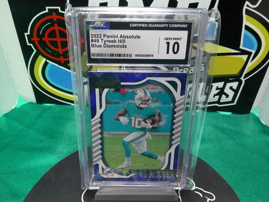 2022 Panini Absolute #49 Tyreek Hill Blue Diamonds 98/99 CGC 10