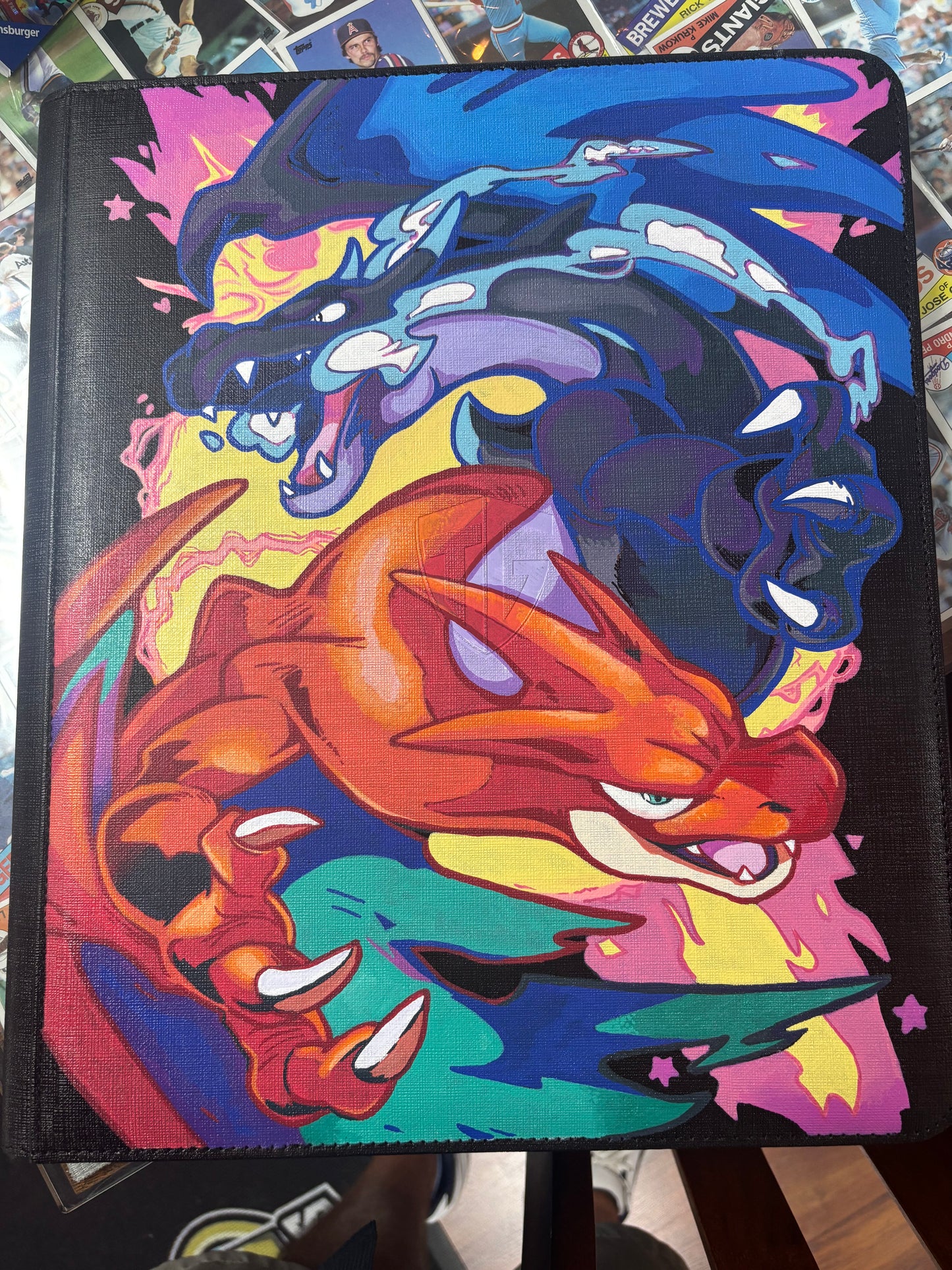 TCG Guard Charizard Hand Painted Top Loader Binder.