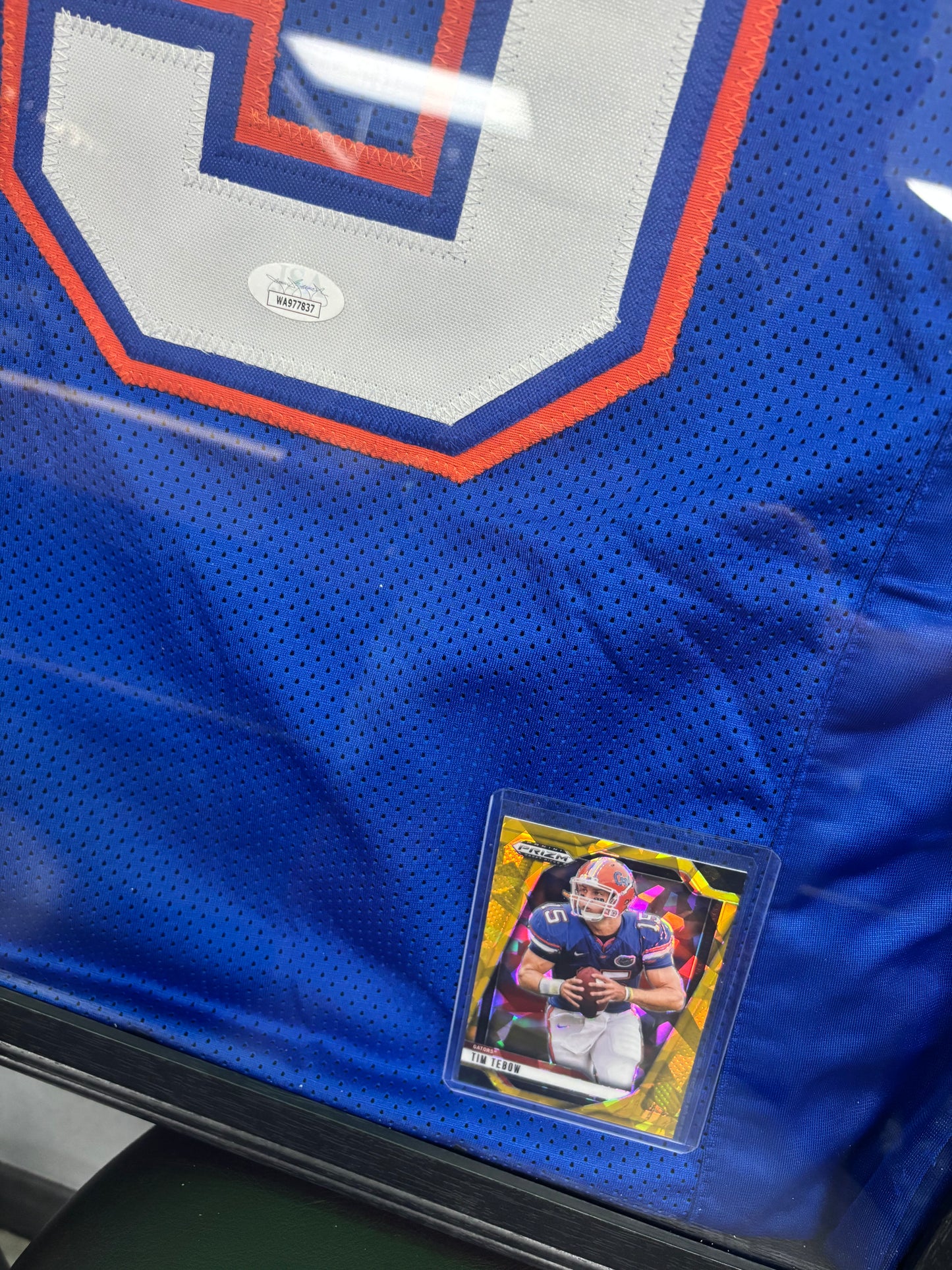 Tim Tebow Framed Autographed Florida Gators Jersey Display.  JSA certified. In store purchase only.