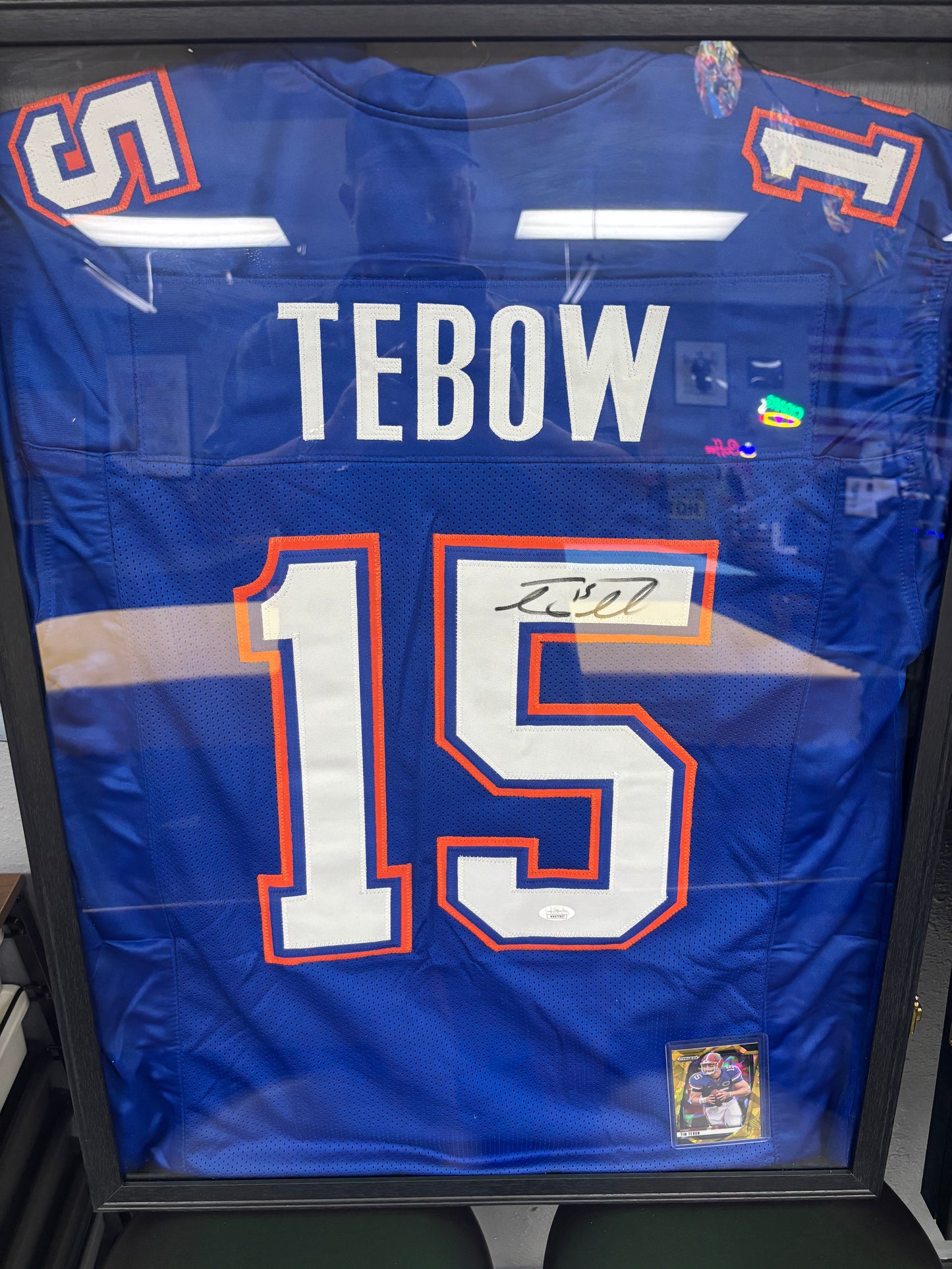 Tim Tebow Framed Autographed Florida Gators Jersey Display.  JSA certified. In store purchase only.