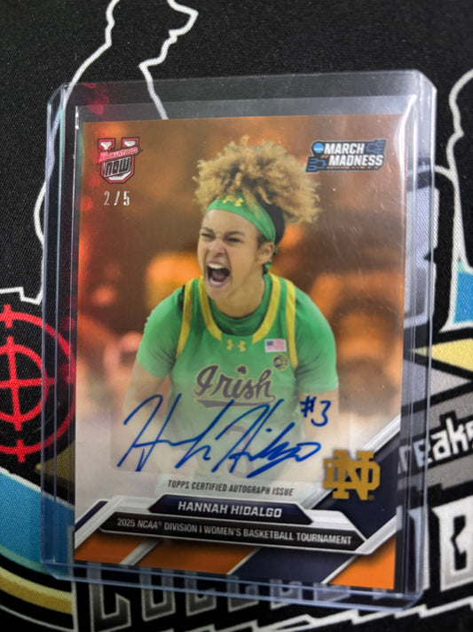 2025 Bowman U Now March Madness Hannah Hildago Autograph Orange Parallel 2/5! #3B.