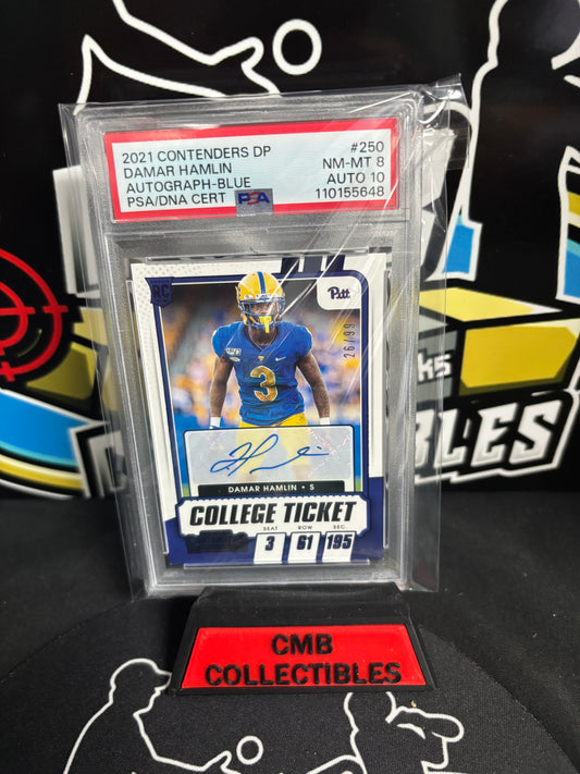 2021 Contenders DP Damar Hamlin RC Auto Blue Limited 26/99! PSA 10/8!