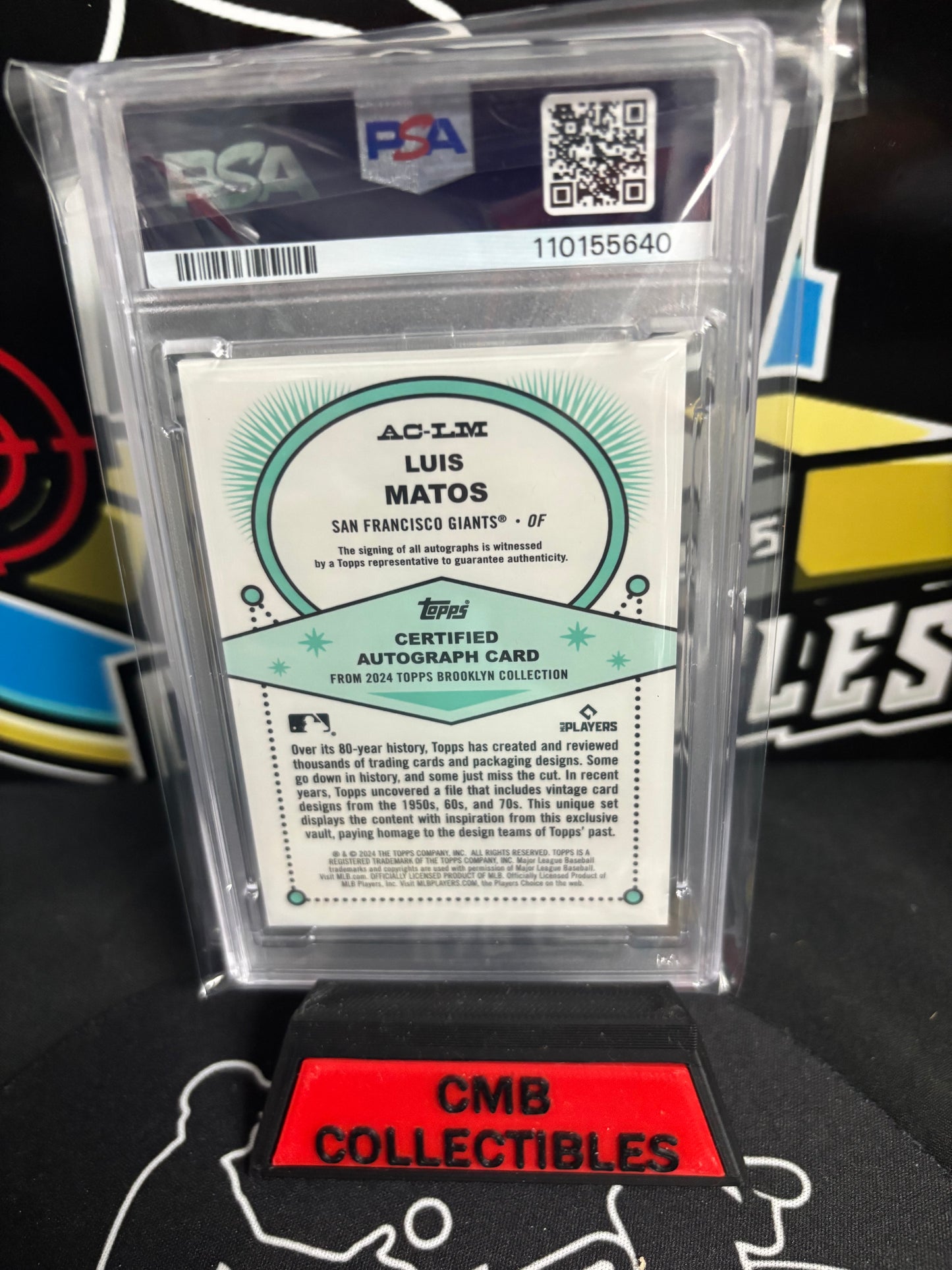 2024 Topps Brooklyn Collection Luis Matos #LM Auto Blue RC Limited PSA 9/9!