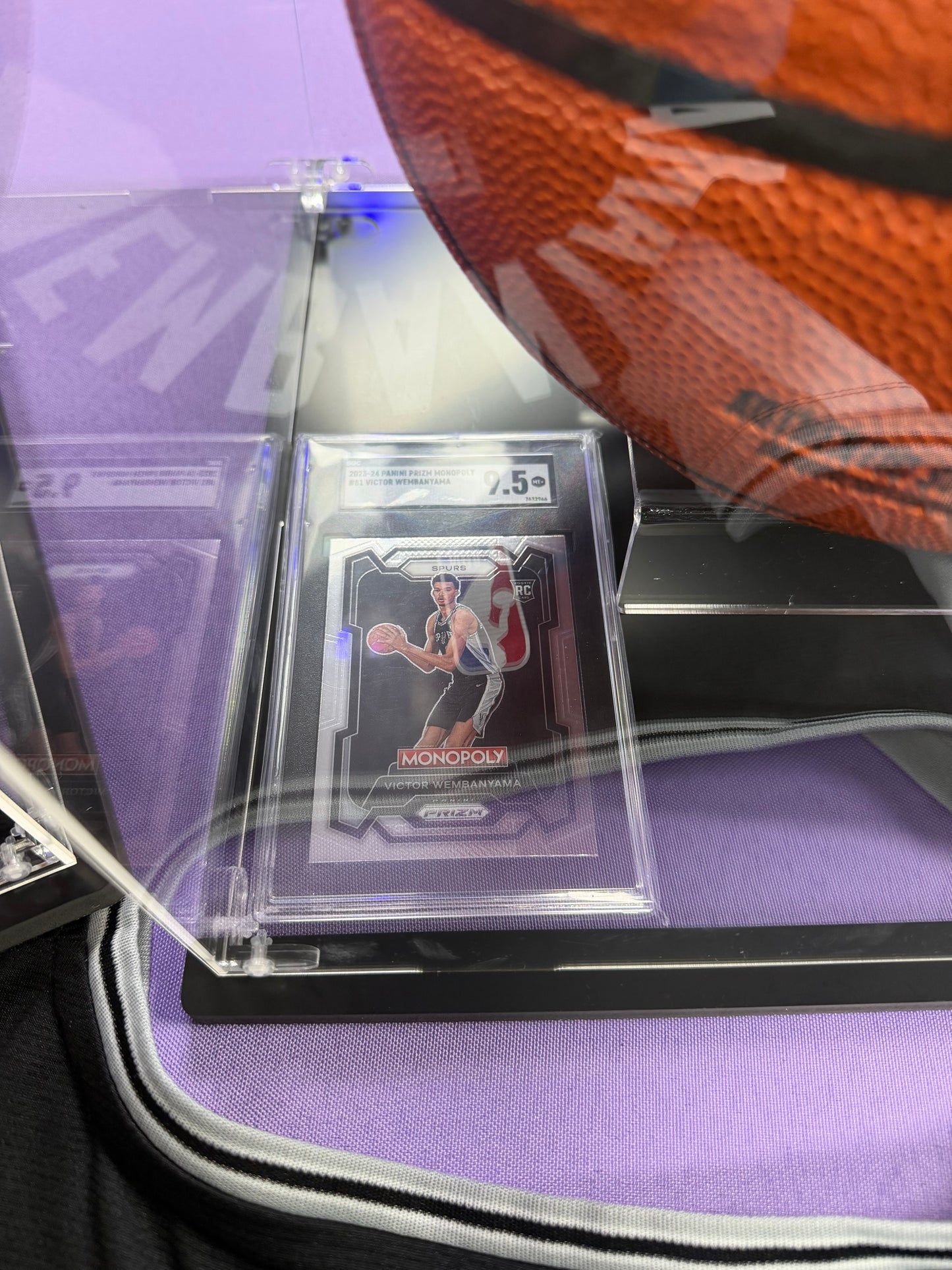 Victor Wembanyama Autographed Basketball Display w COA and Panini RC Graded SGC 9.5!