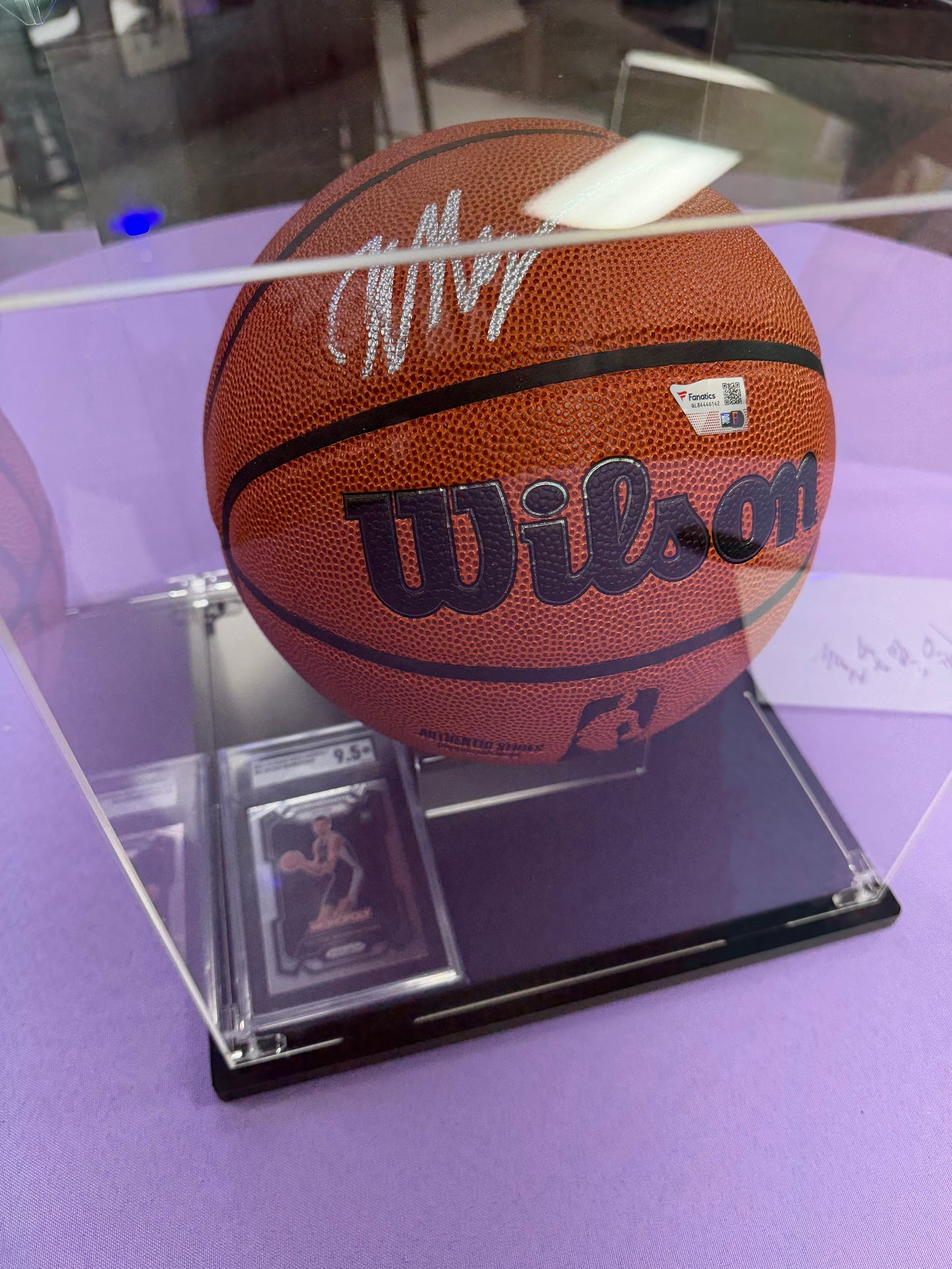 Victor Wembanyama Autographed Basketball Display w COA and Panini RC Graded SGC 9.5!