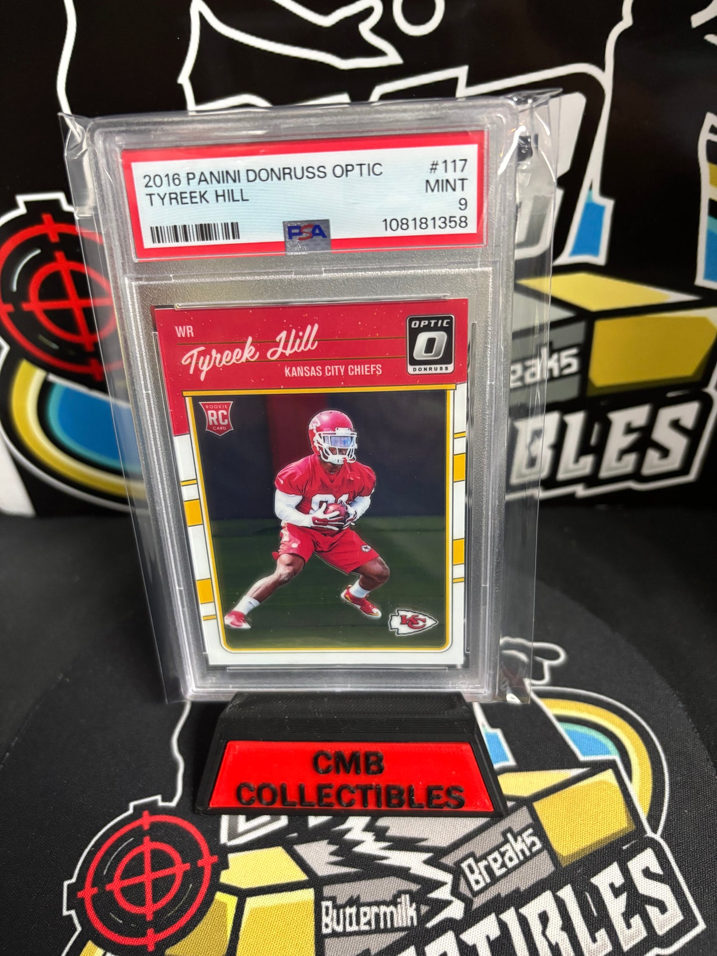 2016 Panini Donruss Optic Tyreek Hill #117 RC. PSA 9.