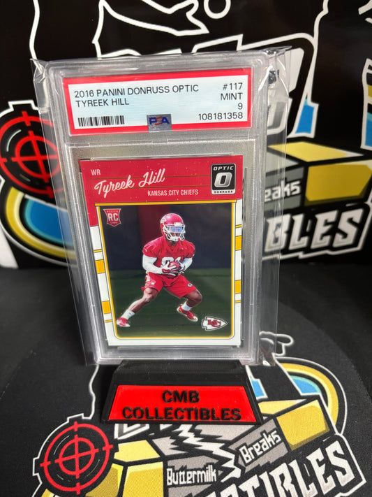 2016 Panini Donruss Optic Tyreek Hill #117 RC. PSA 9.