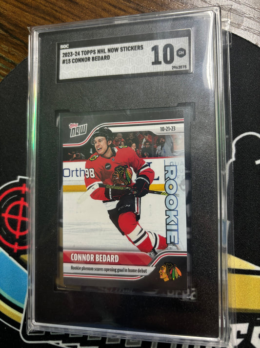 2023-24 Topps NHL Now Stickers Rookie Connor Bedard #15! SGC GEM 10!