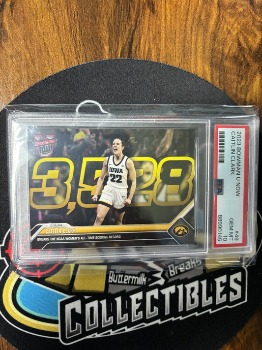 2023 Bowman U Now Caitlin Clark #49 PSA 10! All Time Scoring Record 3,528.