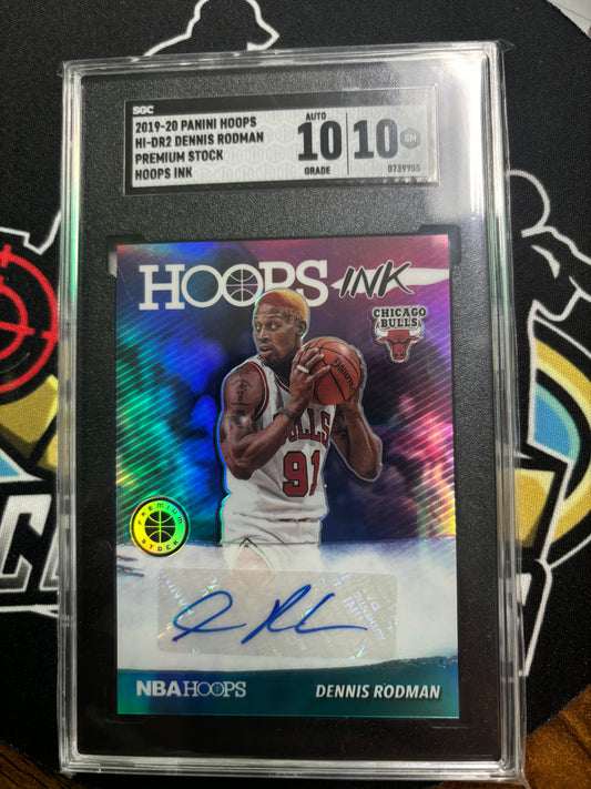 2019-20 Panini Hoops Dennis Rodman Hoops Ink Autographed and Perfect! GEM 10/10!! Premium Stock #HI-DR2.