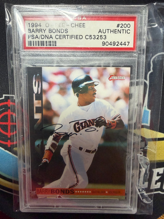 Barry Bonds 1994 O Pee Chee Autographed  #200 PSA DNA!