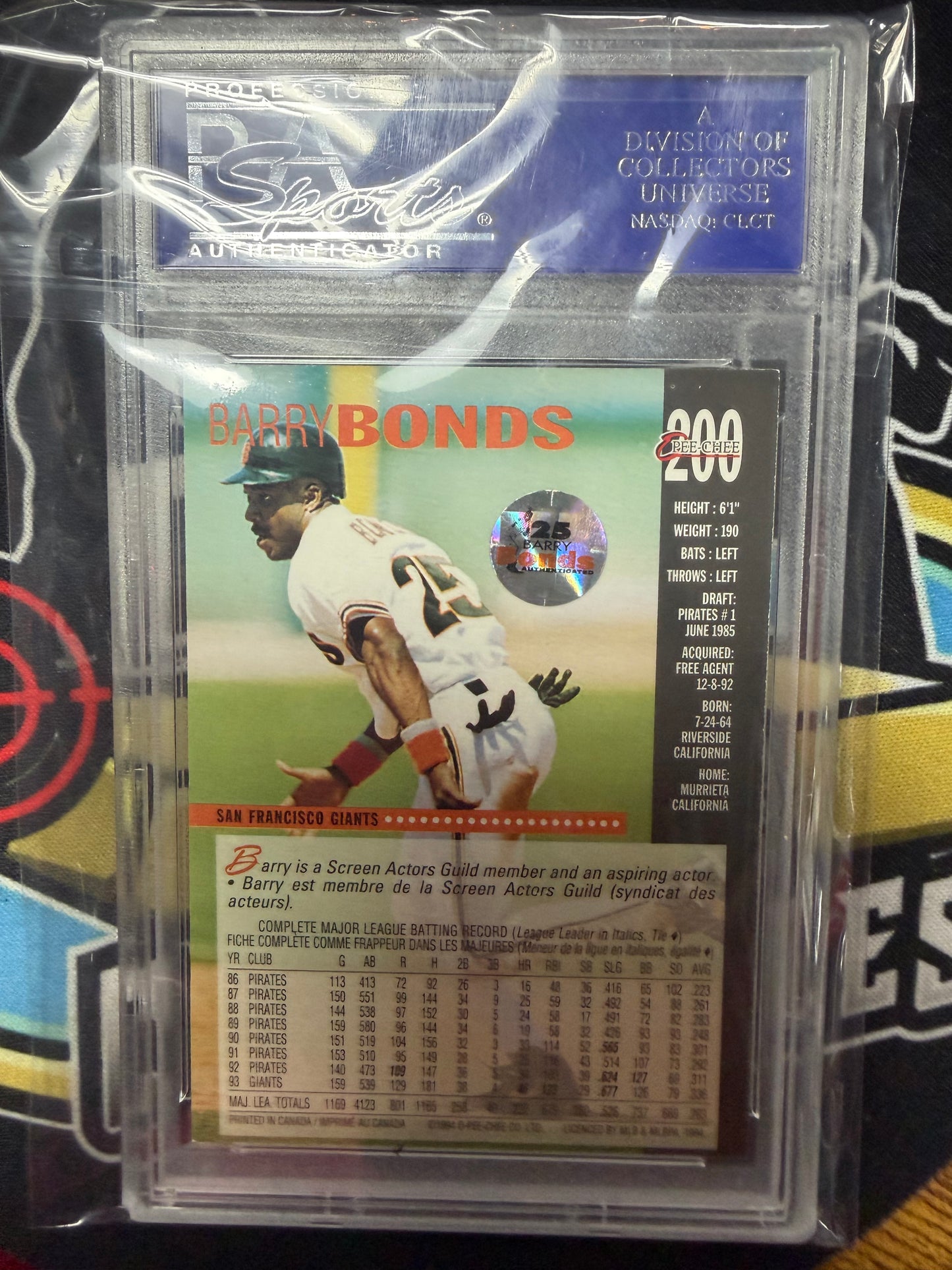 Barry Bonds 1994 O Pee Chee Autographed  #200 PSA DNA!