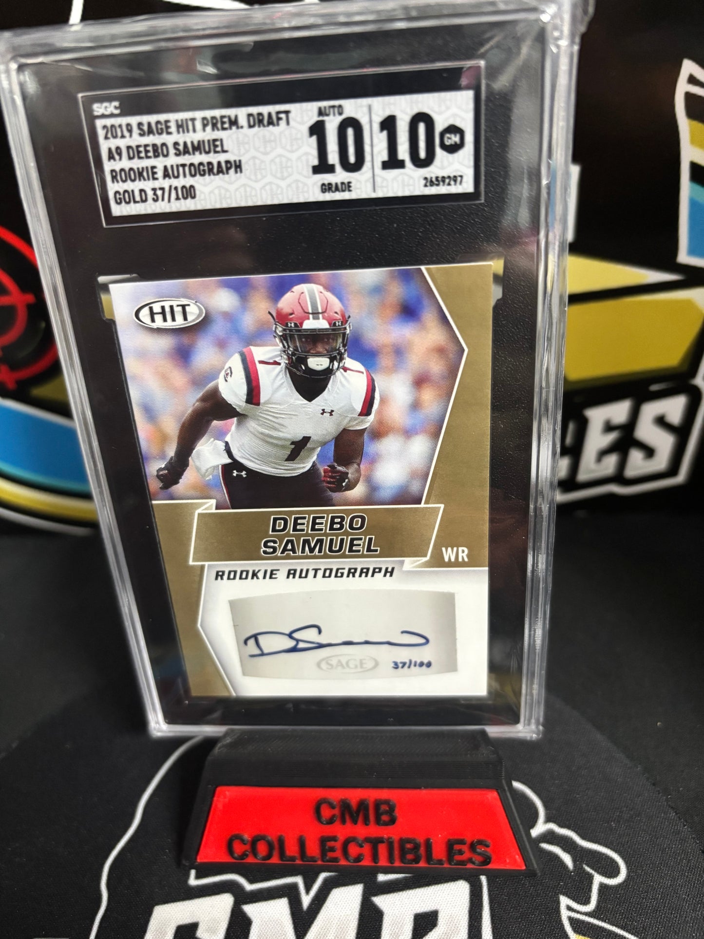 2019 Sage Hit Premier Draft Deebo Samuel Auto Gold 37/100 #A9 SGC 10/10!