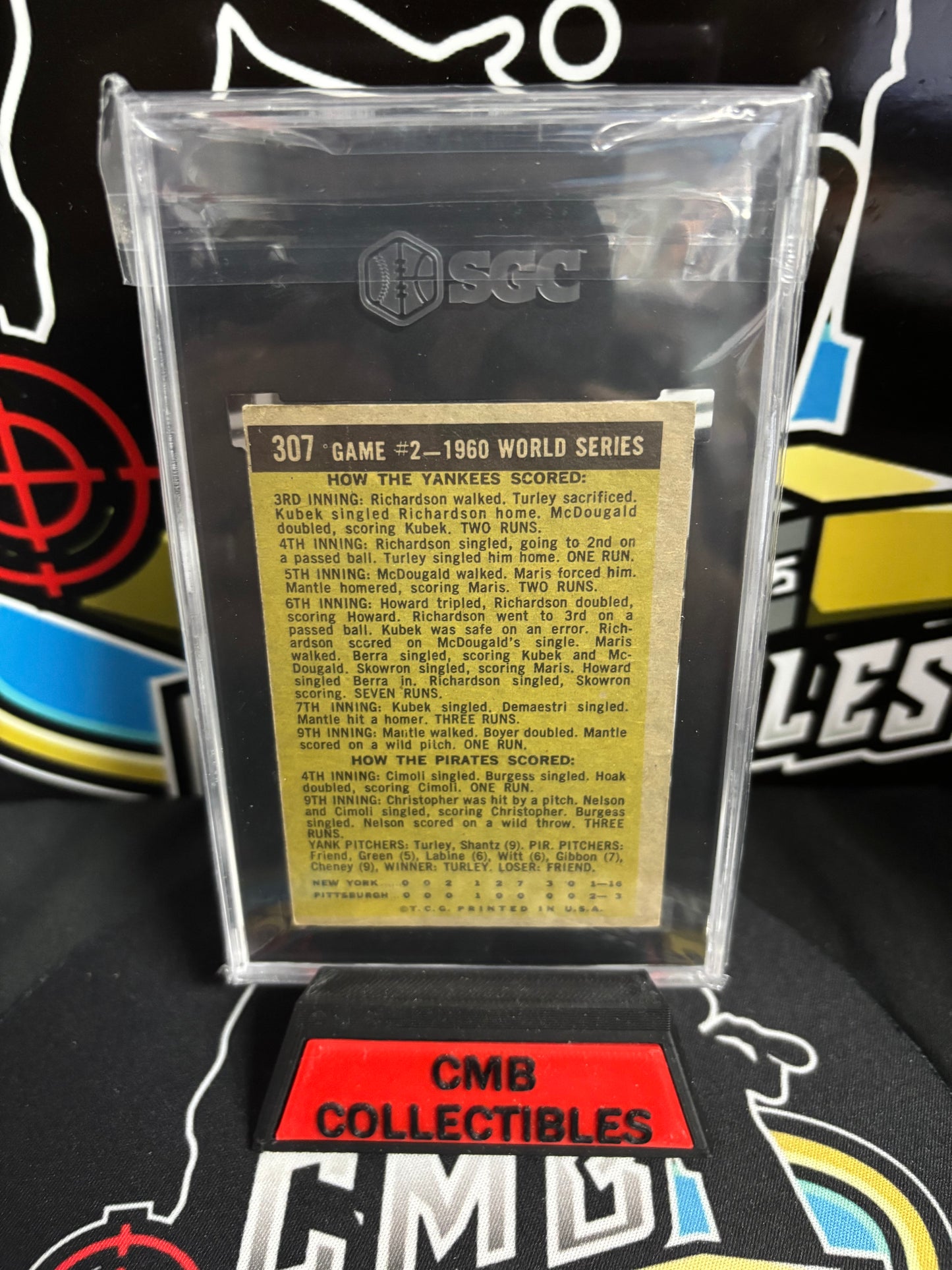 1961 Topps Mickey Mantle #307 WS Game #2. SGC 2.