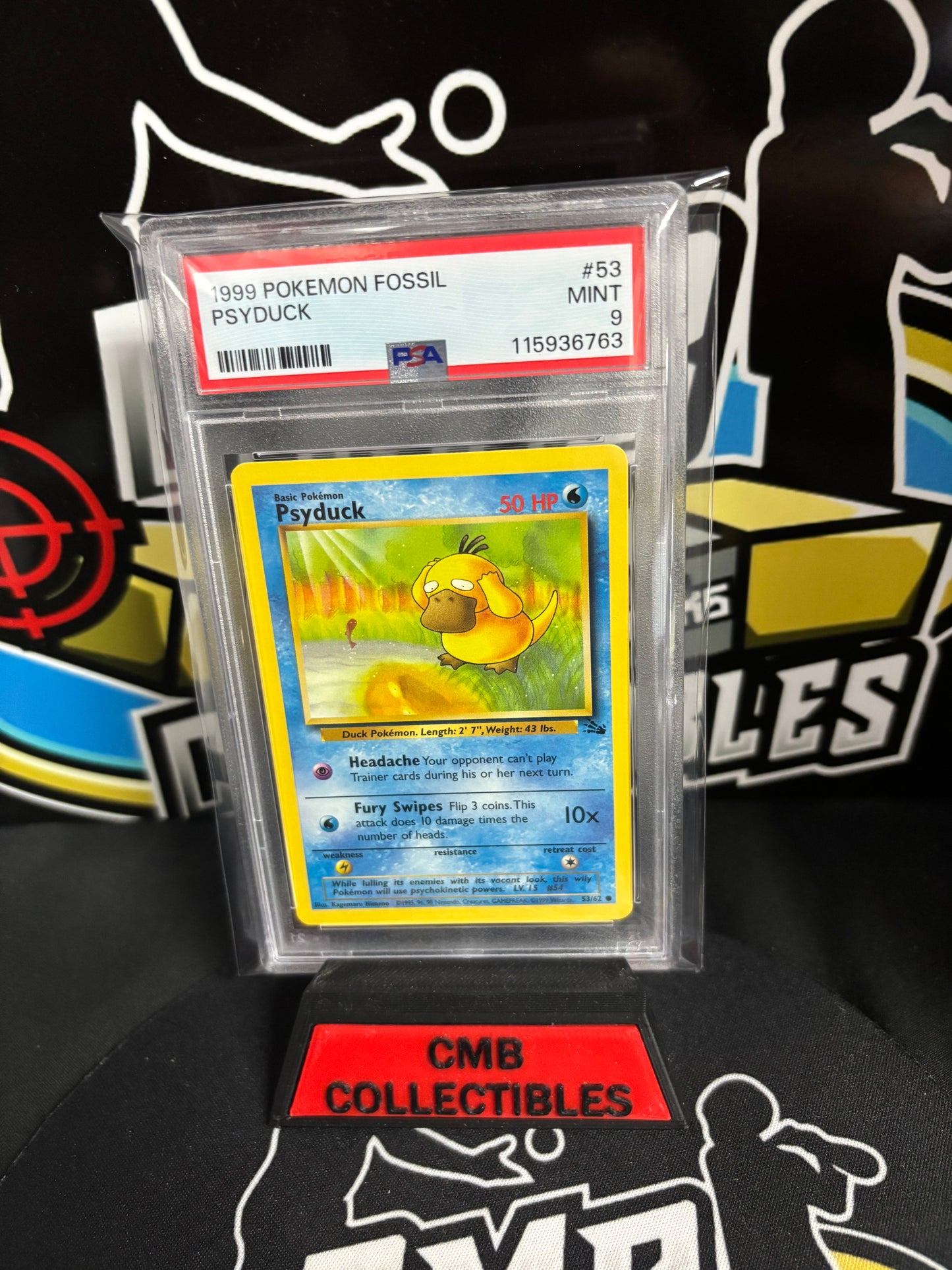 1999 Pokemon Fossil Psyduck #53 PSA 9.
