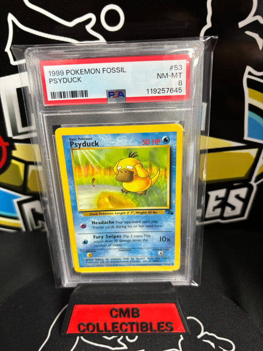 1999 Pokemon Fossil Psyduck #53 PSA 8.