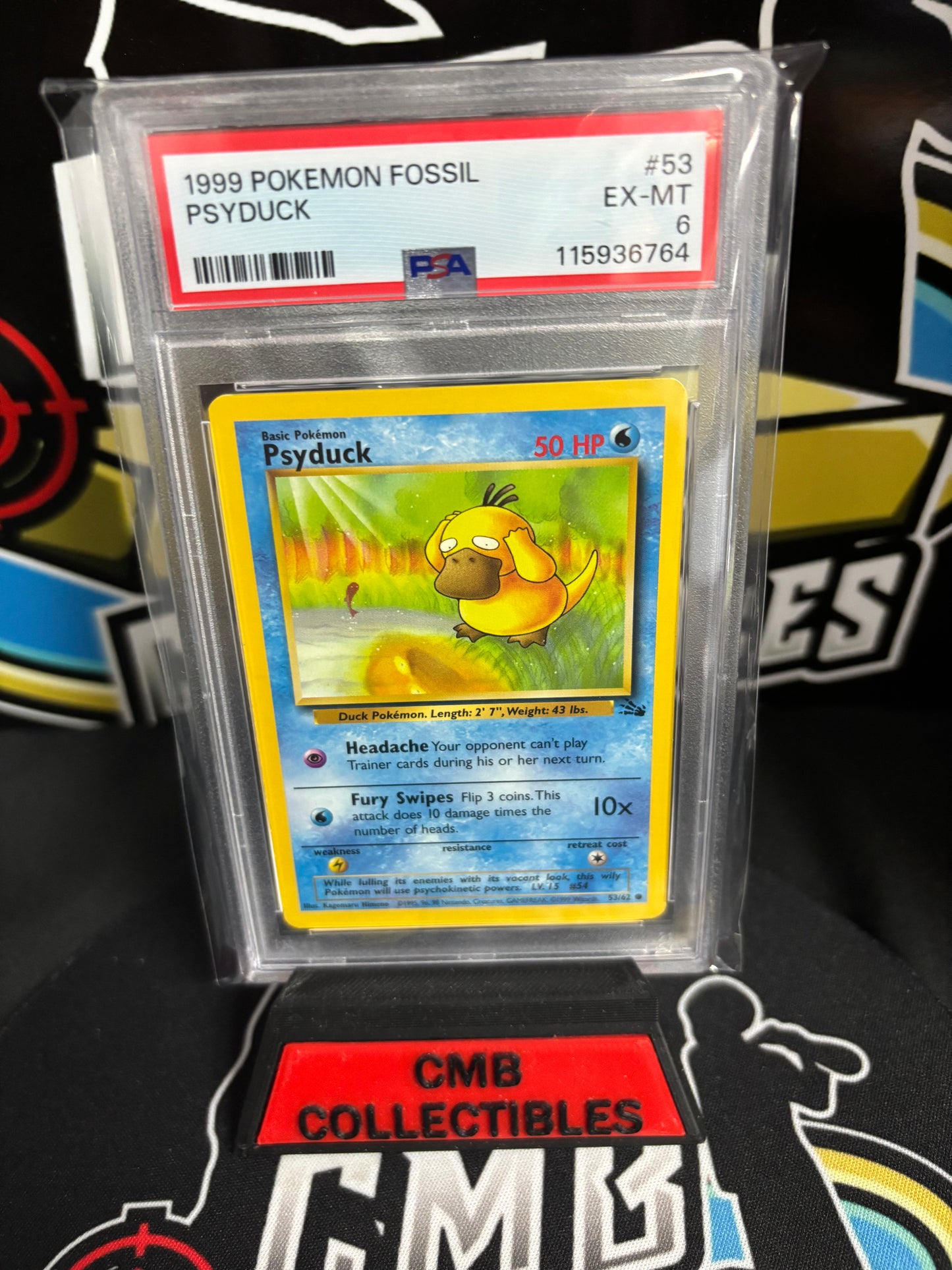 1999 Pokemon Fossil Psyduck #53 PSA 6.