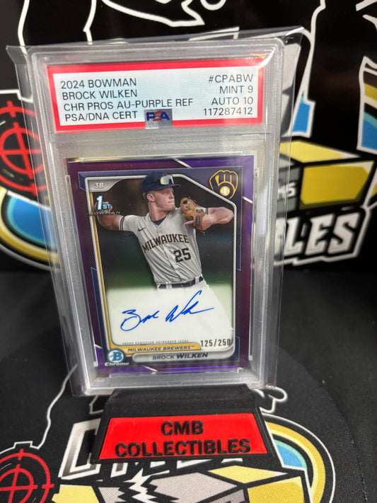 2024 Bowman Brock Wilken Autograph Purple Refractor PSA/DNA Cert. PSA 10/9.