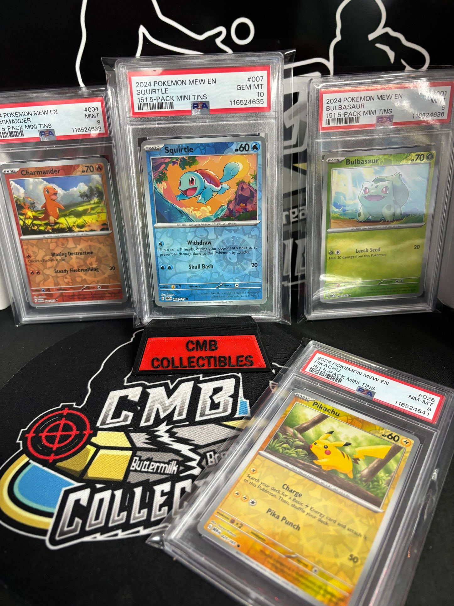 Pokemon 151 Promo Bundle. 2024 5pk Tin Promo.  4 graded PSA cards.