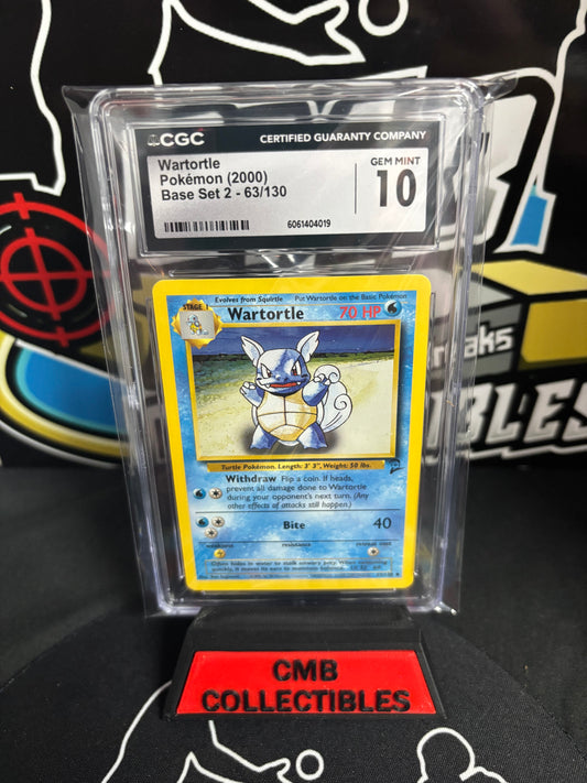2000 Pokemon Wartortle Base Set 2 63/130 CGC 10