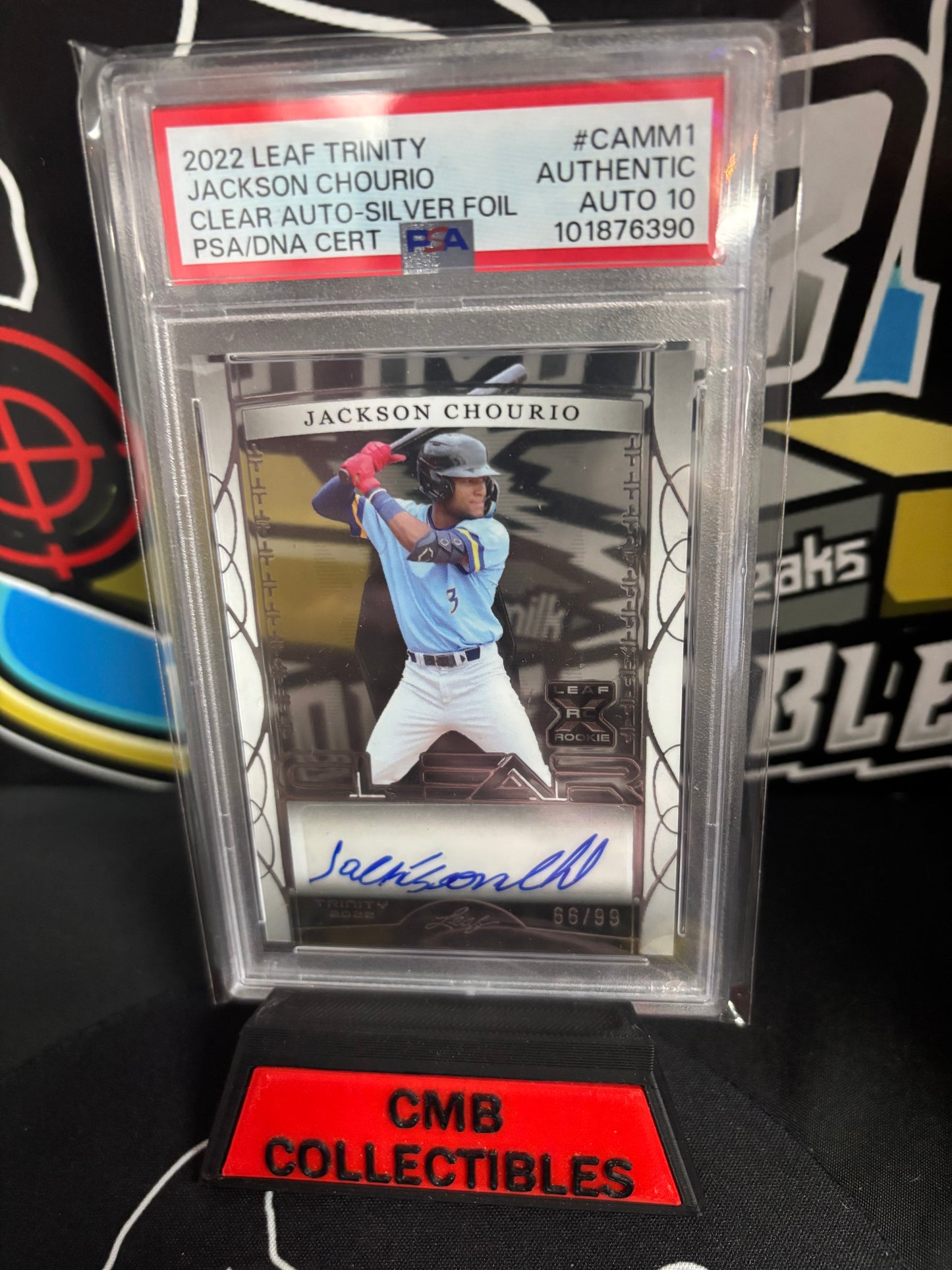 2022 Leaf Trinity Jackson Chourio Clear Silver Foil # CAMM1 Limited Autograph 66/99 RC! PSA 10.