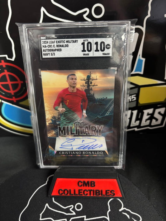 2024 Leaf Exotic Military Cristiano Ronaldo Autographed Navy #MA-CR1 Bookend 3/3!! SGC 10/10!