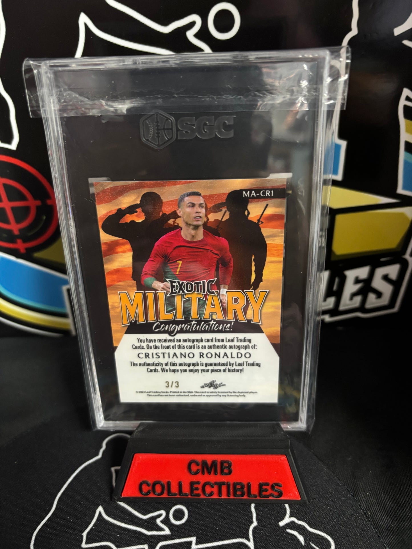 2024 Leaf Exotic Military Cristiano Ronaldo Autographed Navy #MA-CR1 Bookend 3/3!! SGC 10/10!