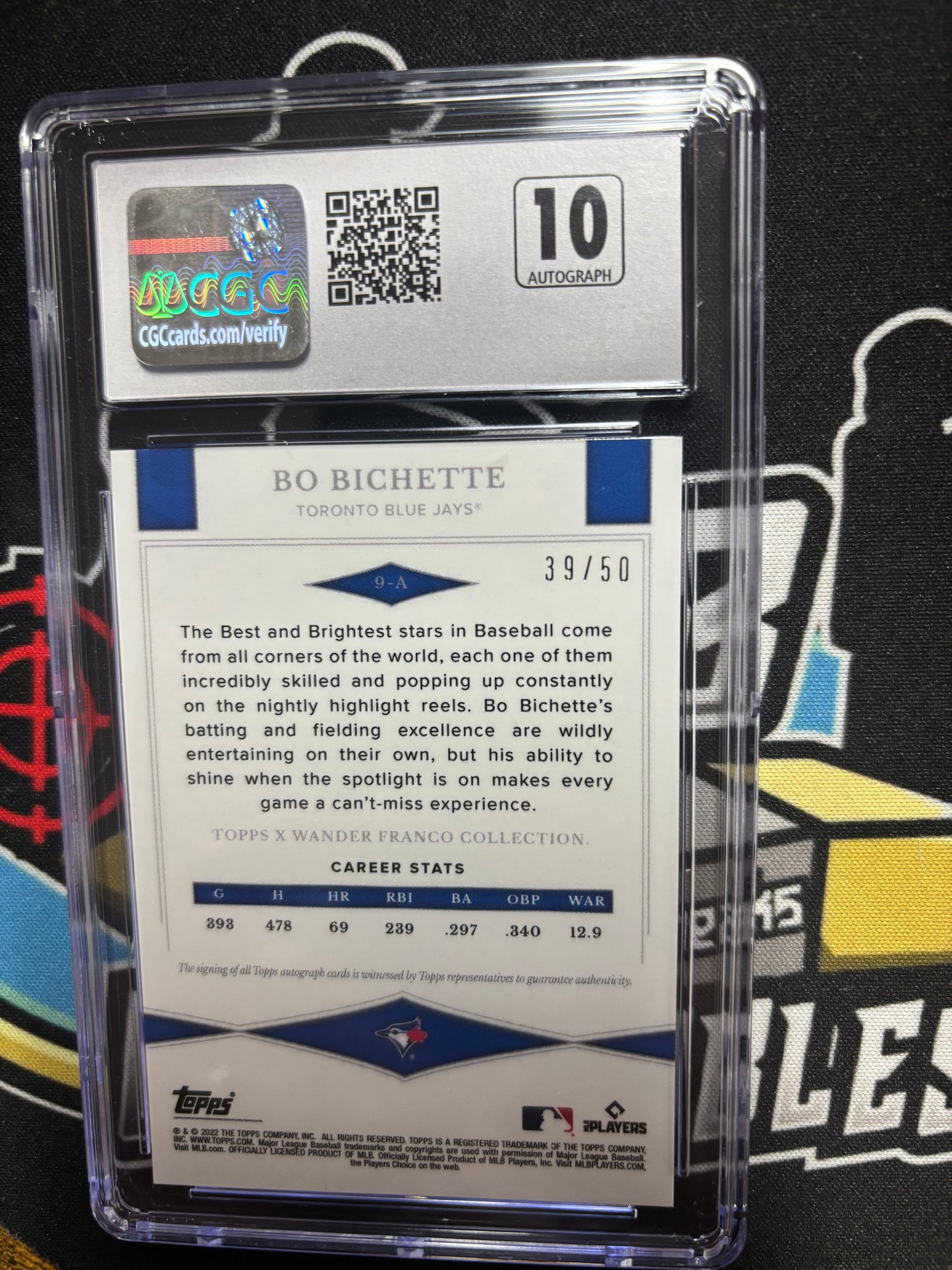2022 Topps X Bo Bichette Autographs Light Blue CGC Graded 8.5 / 10.