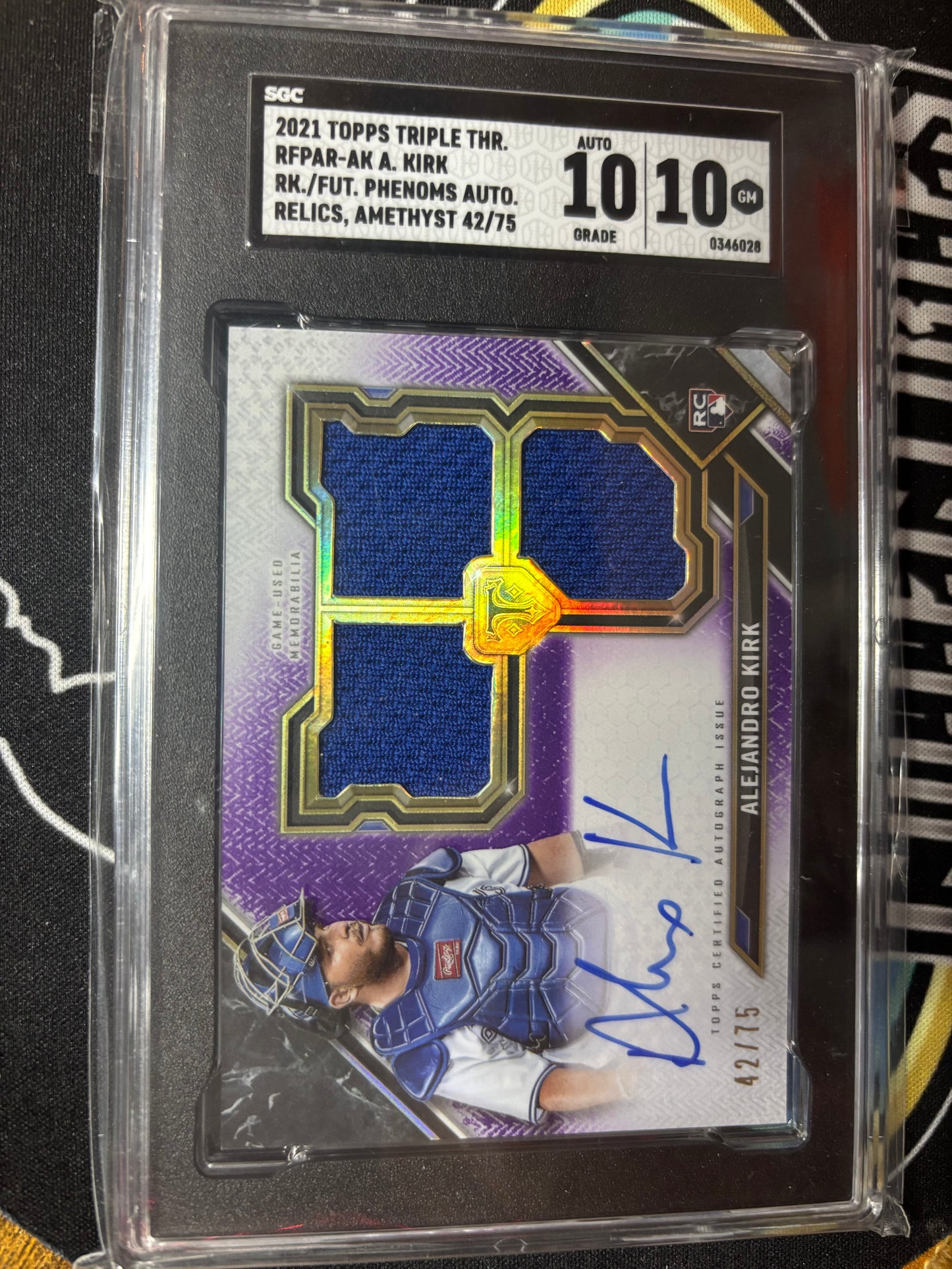 2021 Topps Triple Threads Alejandro Kirk RC Triple Patch Autograph Limited! SGC Graded 10/10! Numbered 42/75!