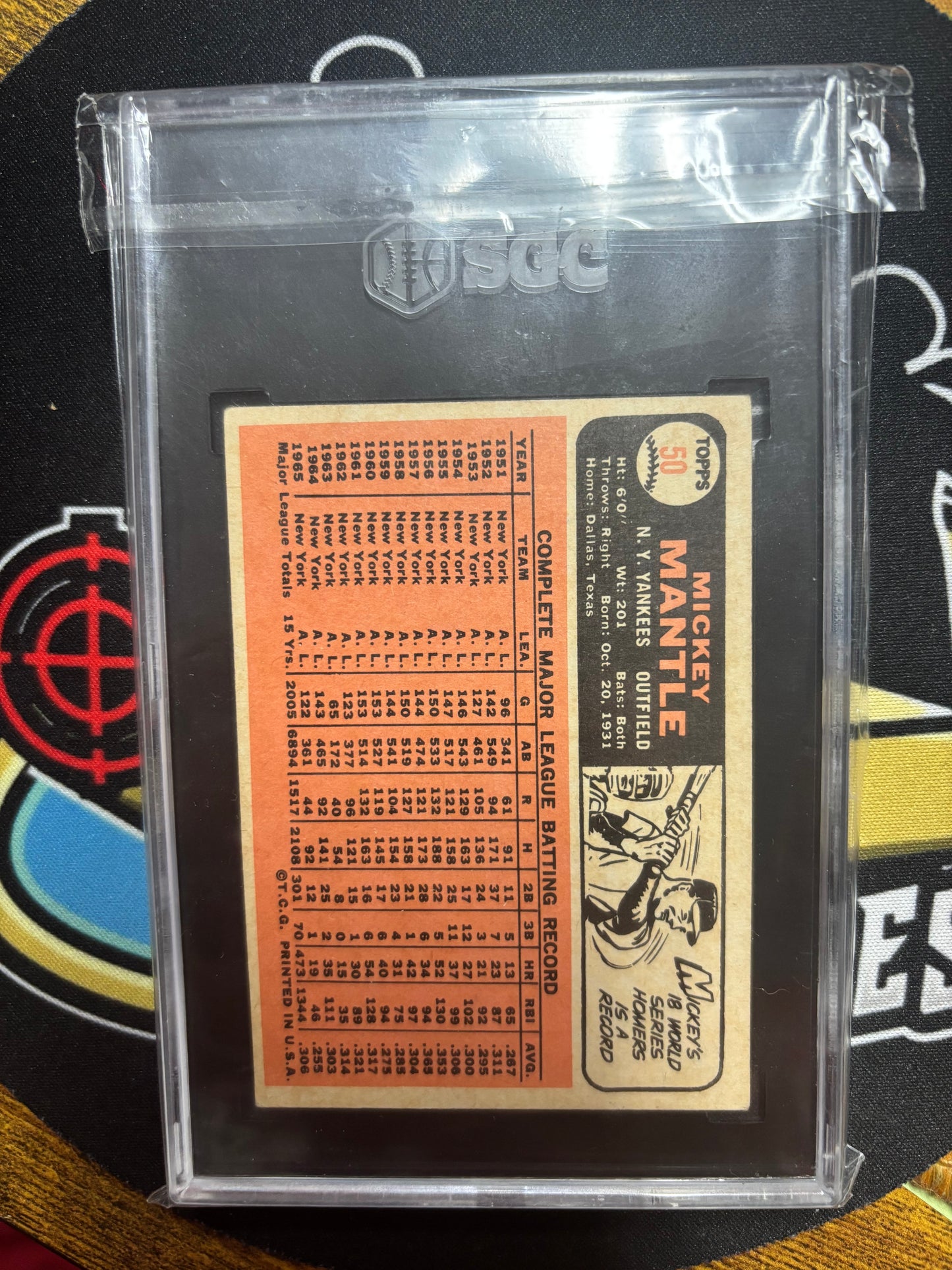 1966 Topps Mickey Mantle #50 SGC 5!