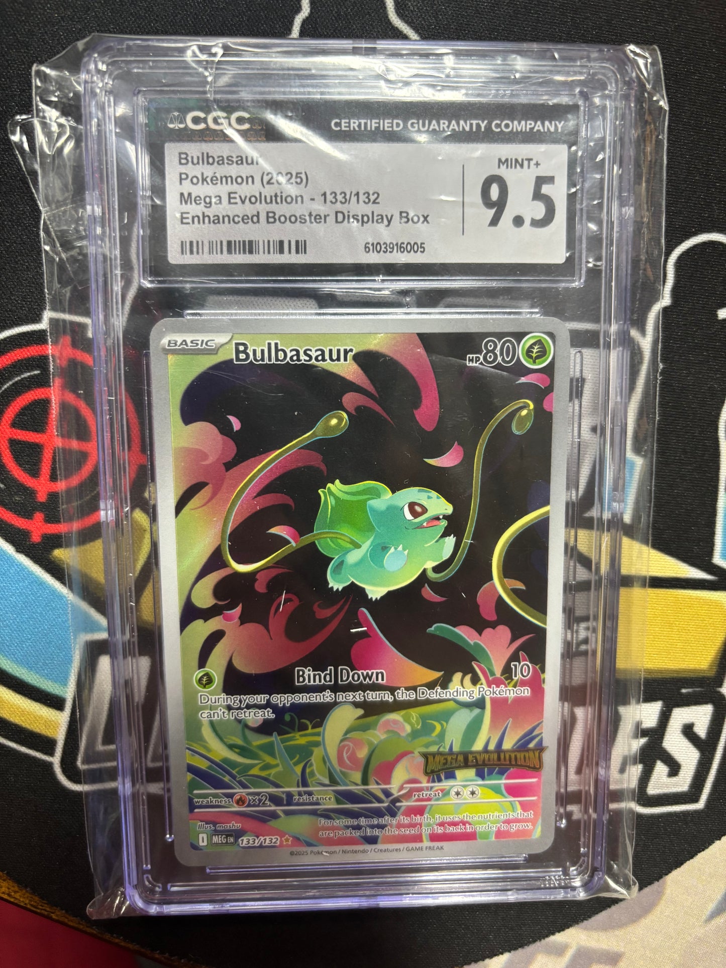 2025 Pokemon Bulbasaur Mega Evolutions Stamped Promo 133/132. CGC 9.5.