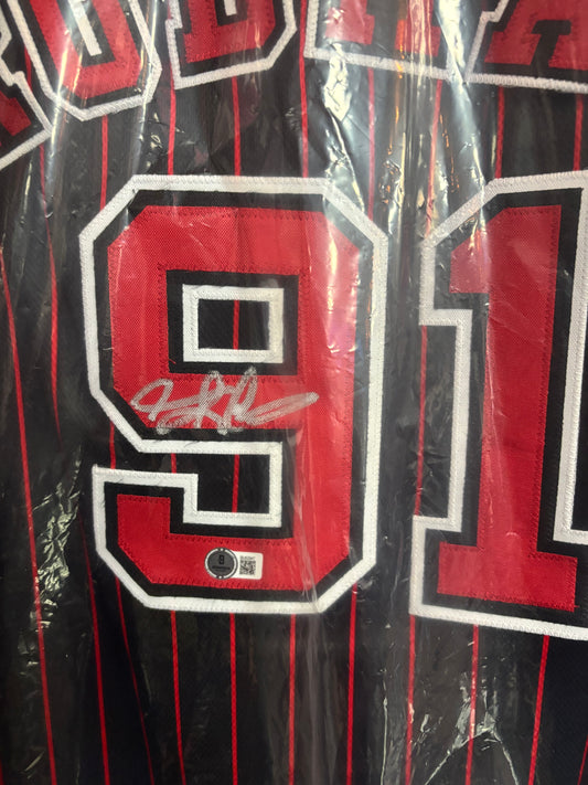 Dennis Rodman Chicago Bulls Autographed Jersey.  Beckett COA!