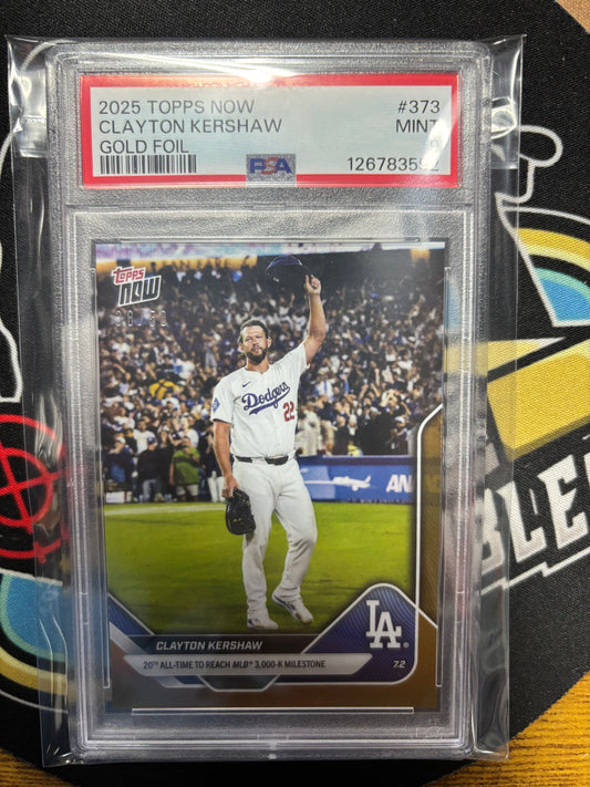 2025 Topps Now Clayton Kershaw #373 3000K Milestone PSA 9! LIMITED Gold Foil 38/50.
