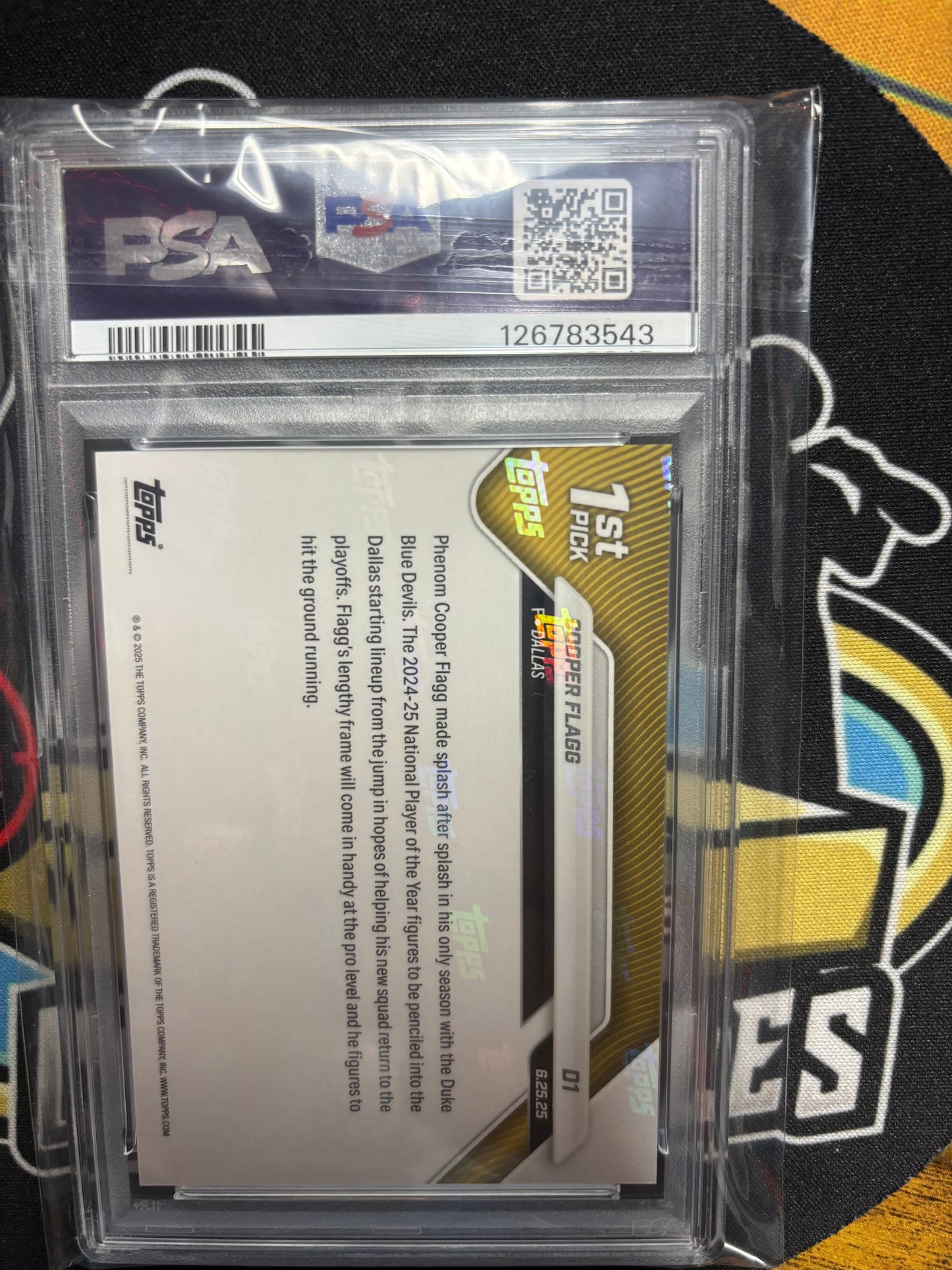 2025 Topps Now Cooper Flagg Draft RC #D1 PSA 9.