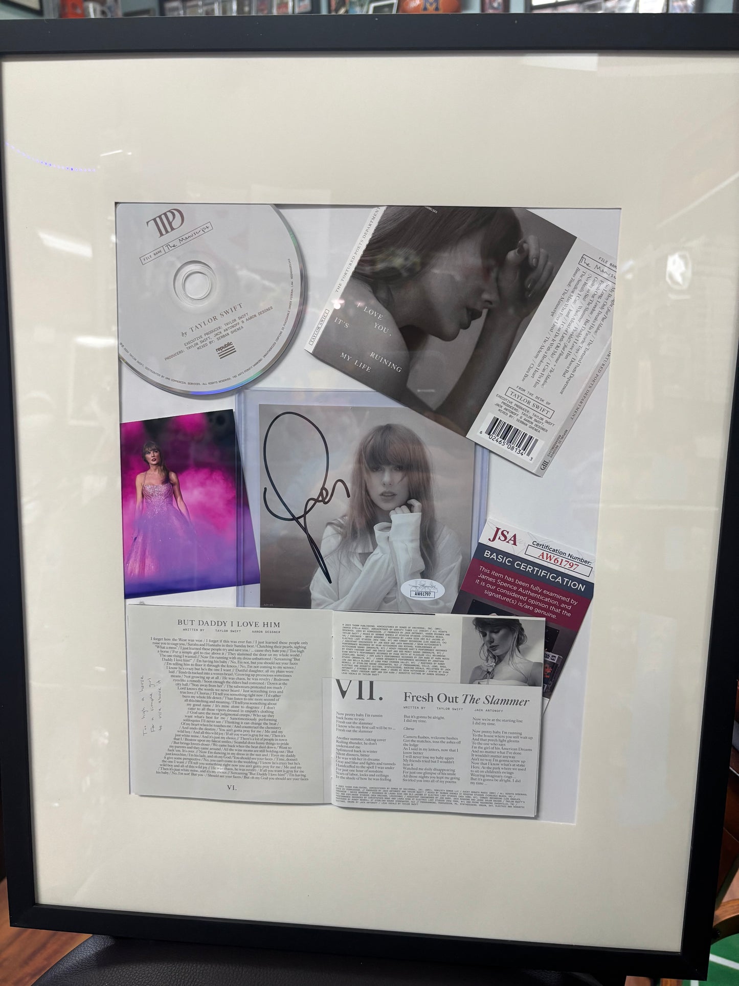 Taylor Swift Autographed CD Collage &amp; Bundle. JSA COA.