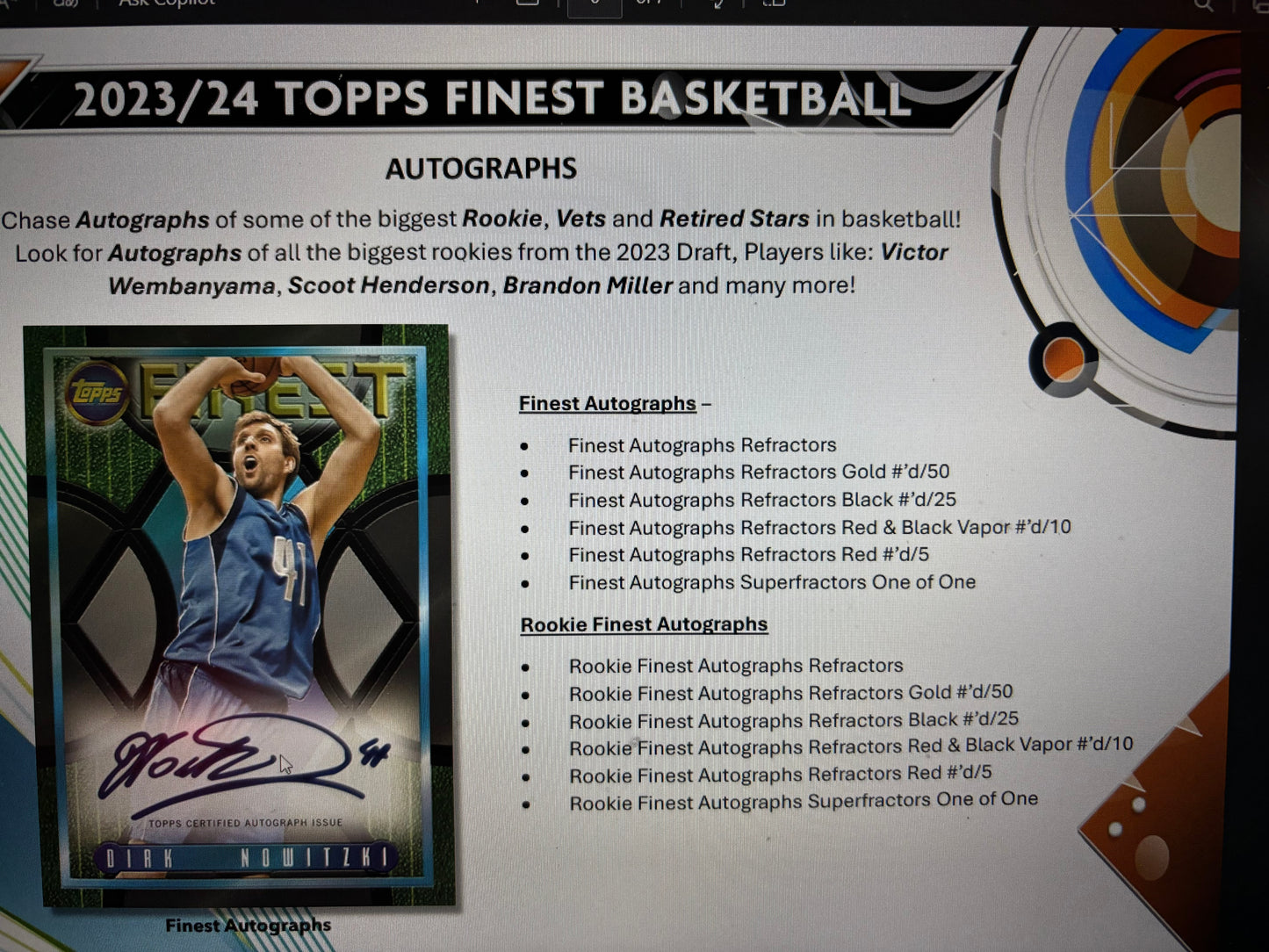 2023-24 Topps Finest NBA Hobby Breaker! 2 Auto's!