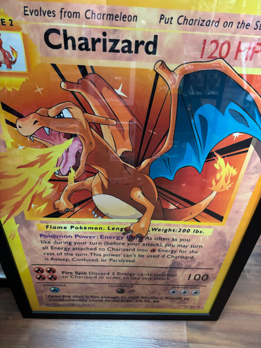 Wood Framed 20x30 Pokemon Charizard Canvas Print. Read description.