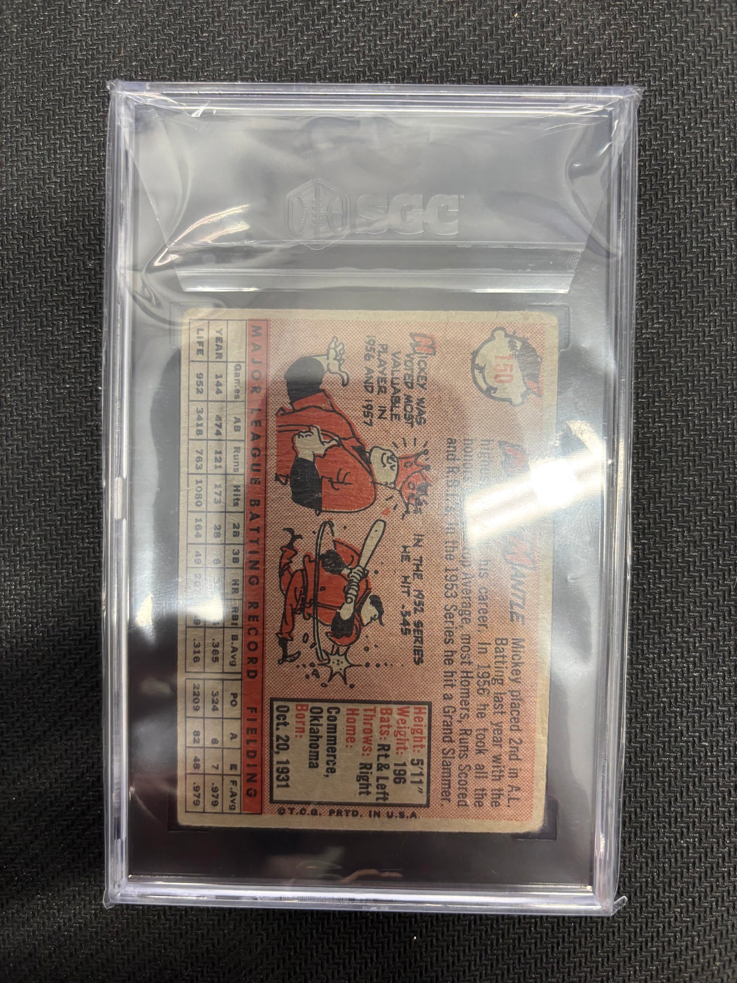 1958 Topps Mickey Mantle #150 SGC Graded 1.