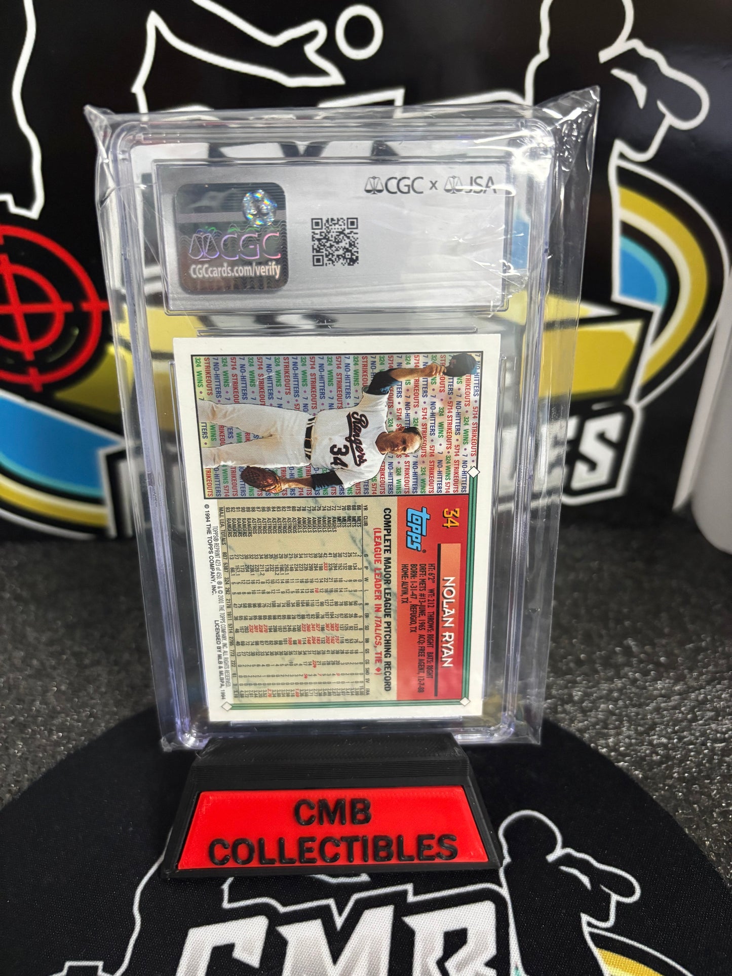 2001 Topps Archives Nolan Ryan IP Auto CGCxJSA! Slabbed Authentic Auto and CGC graded 8