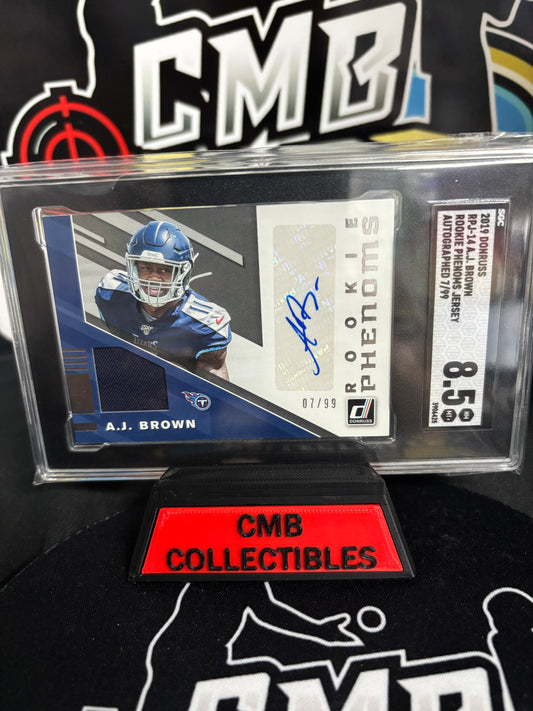 2019 Donruss AJ Brown Rookie Phenoms Relic Autograph! Graded SGC 8.5! Limited 07/99.