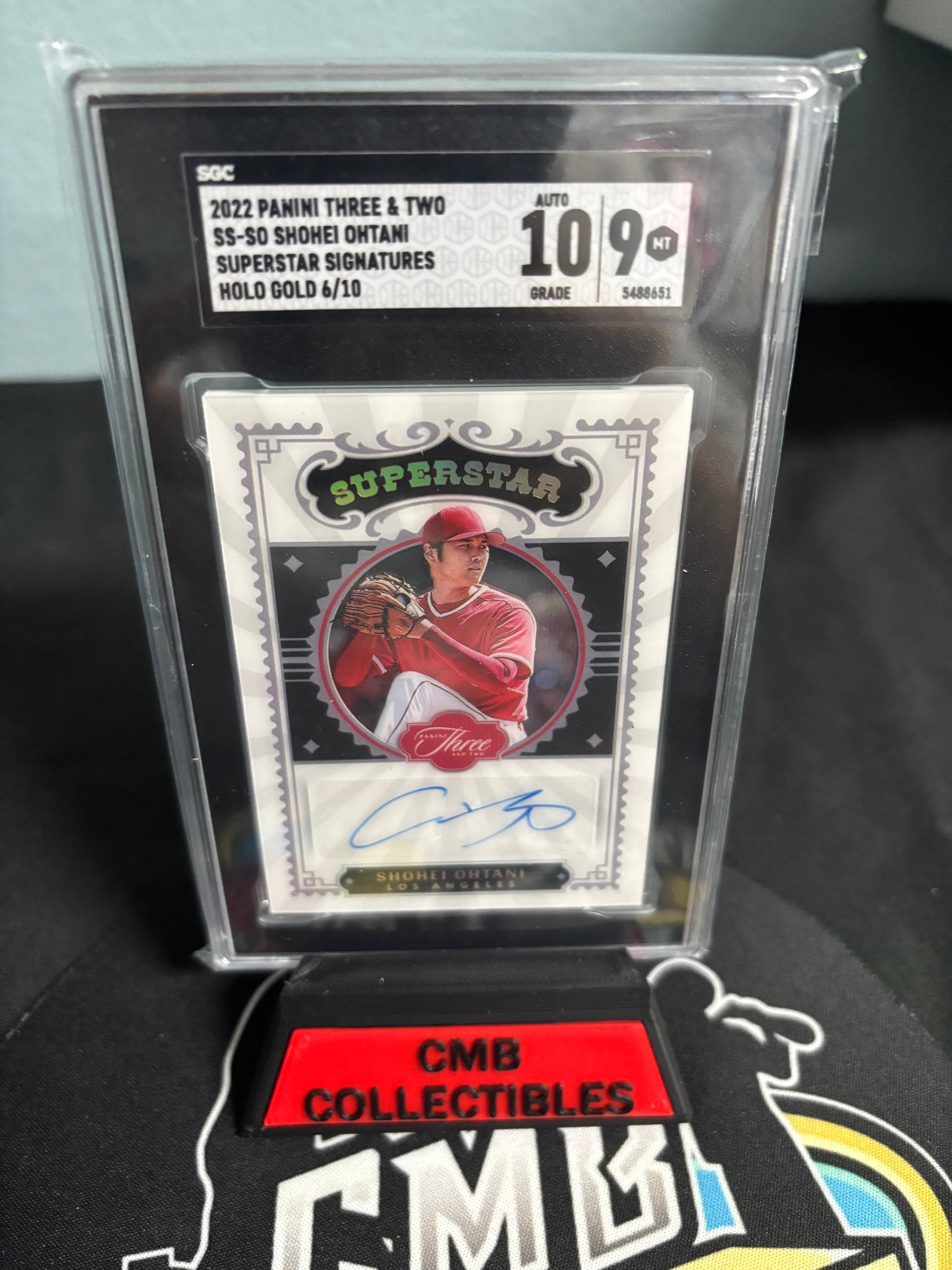 2022 Panini Three & Two Shohei Ohtani Superstar Signatures Holo Gold 6/10! #SS-SO. SGC Graded 10/9!
