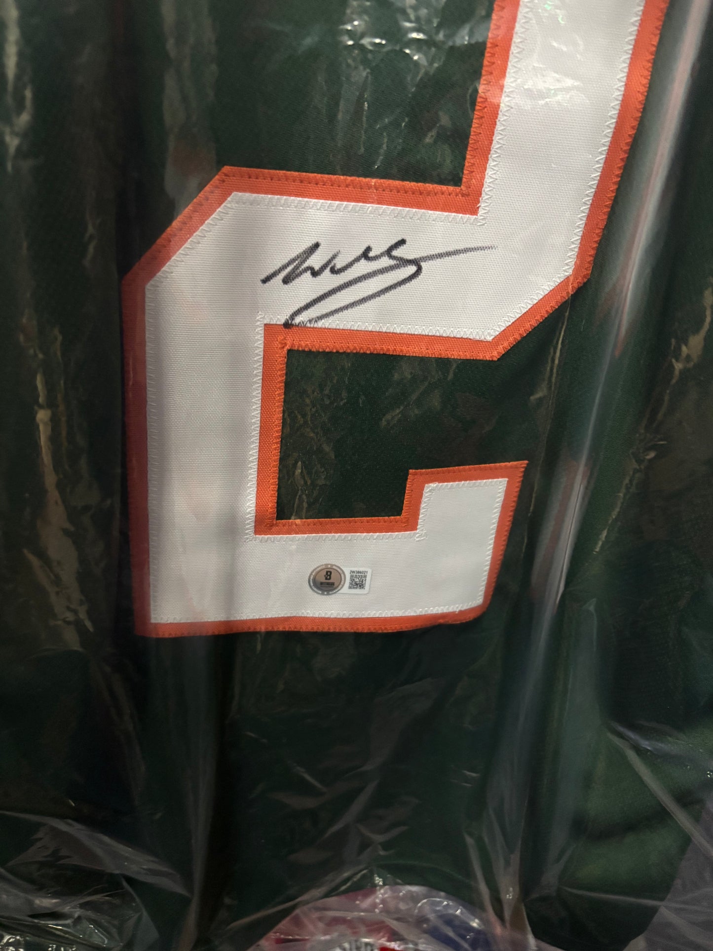 Willis McGahee Miami Hurricanes Autographed Jersey.  Beckett COA!