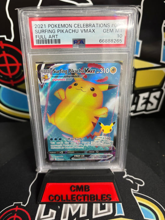 2021 Pokemon Celebrations Surfing Pikachu VMax #009 PSA 10!