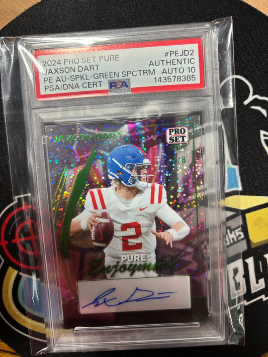 2024 Pro Set Pure Jaxson Dart Autograph RC 7/8 PSA 10/Authentic Auto.