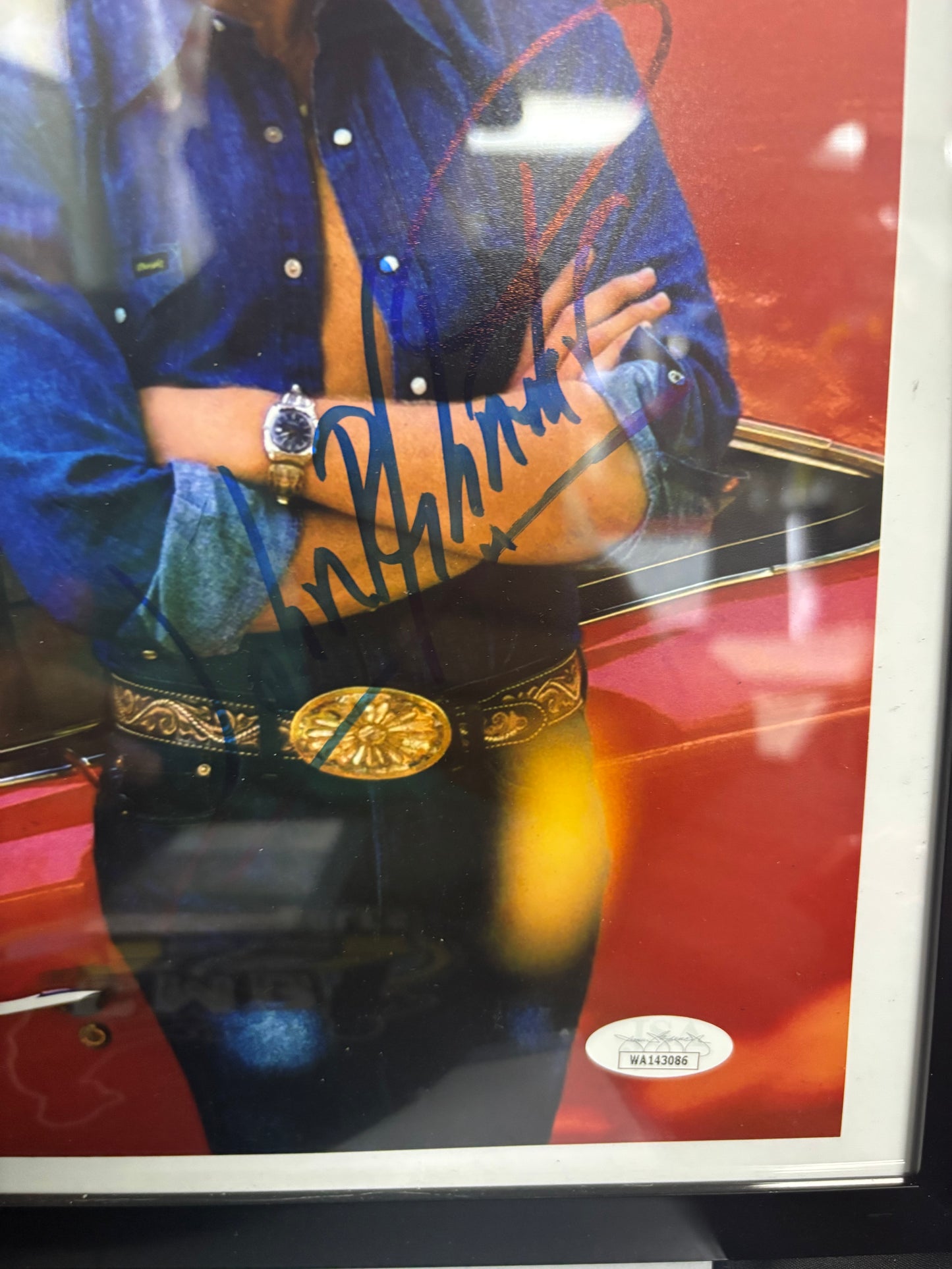 Dukes of Hazard Triple Autographed 11x14 Framed General Lee Photo! JSA COA! Back, Schneider and Wopat!