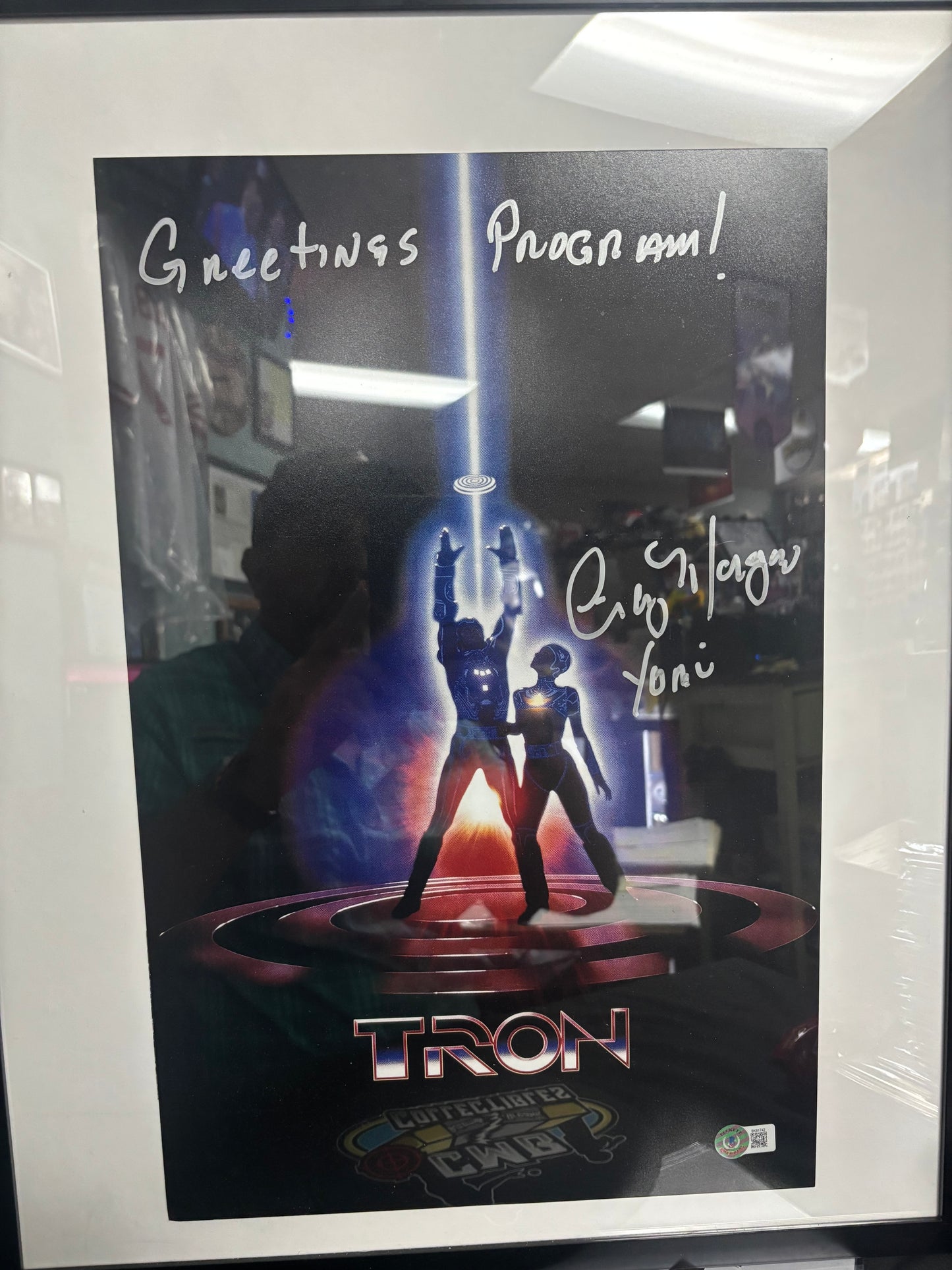 Tron "Cindy Morgan" Autographed and Framed 20x16 Framed and Matted Photo. Inscribed. Beckett COA!