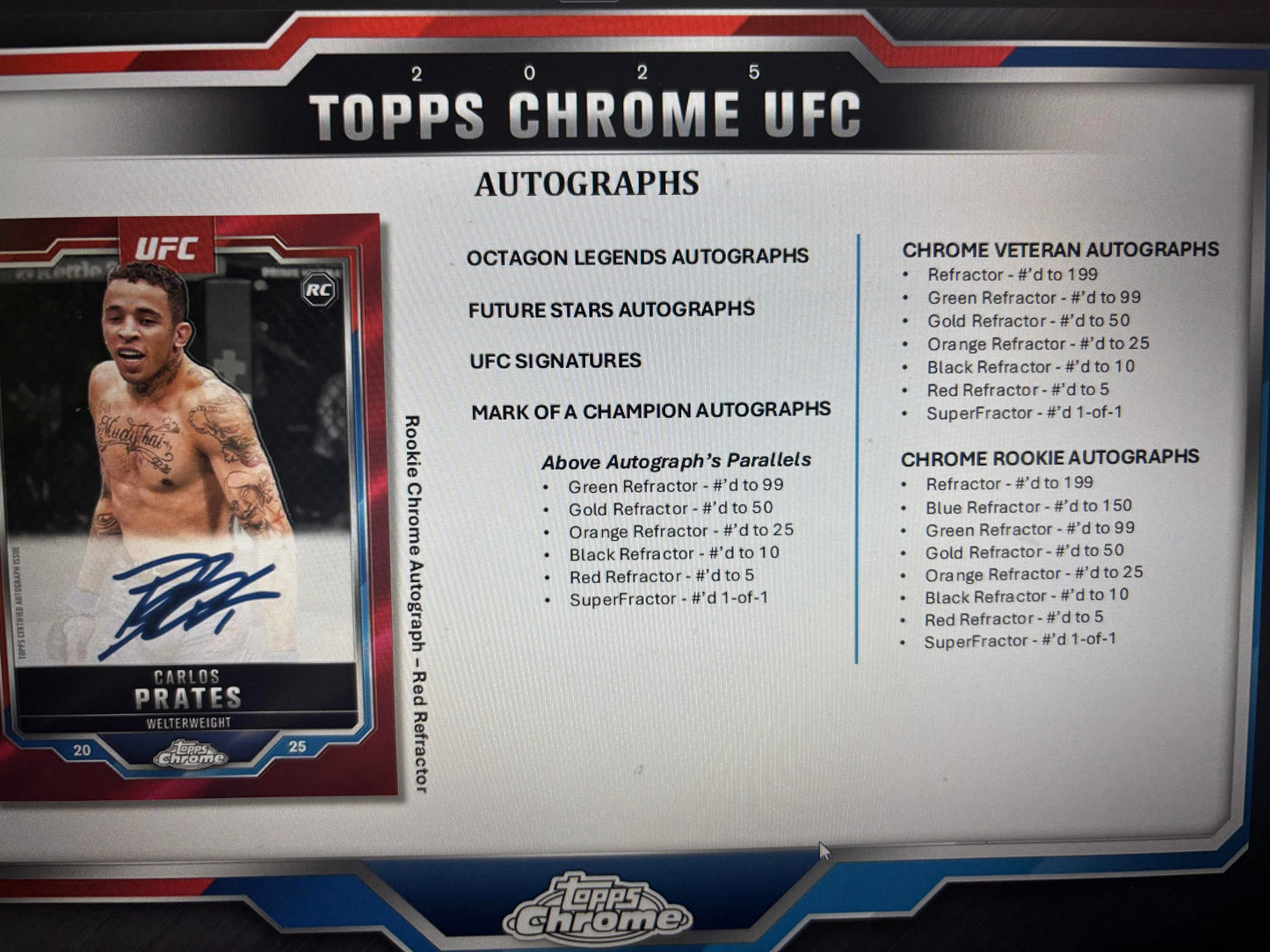 2025 Topps Chrome UFC Hobby Blaster Retail Box. New.